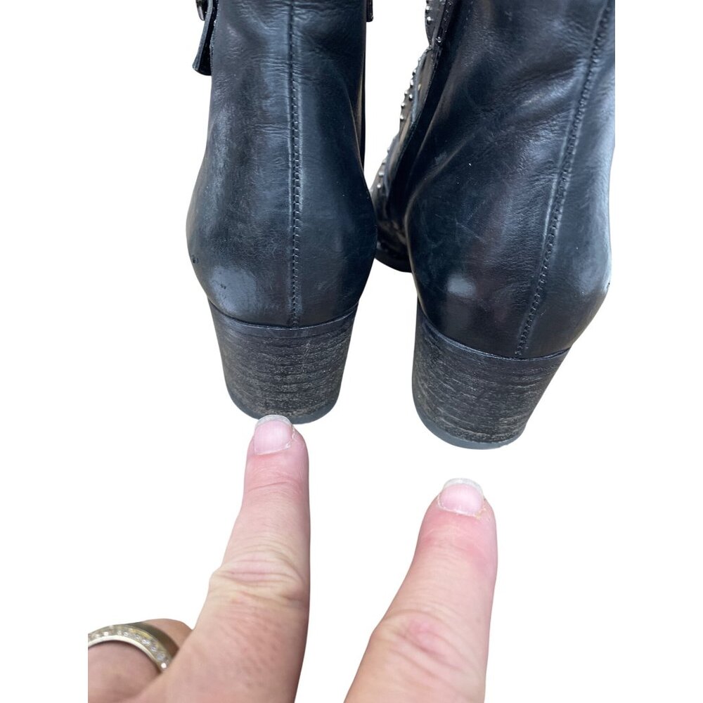 Paul Green Womans Black leather studed moto ankle boots sz 5.5 SKU 9631 - Picture 14 of 16
